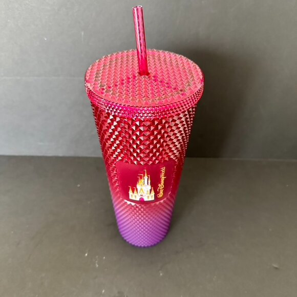 Starbucks Walt Disney World Parks Geometric Castle Tumbler With Straw Red Pink